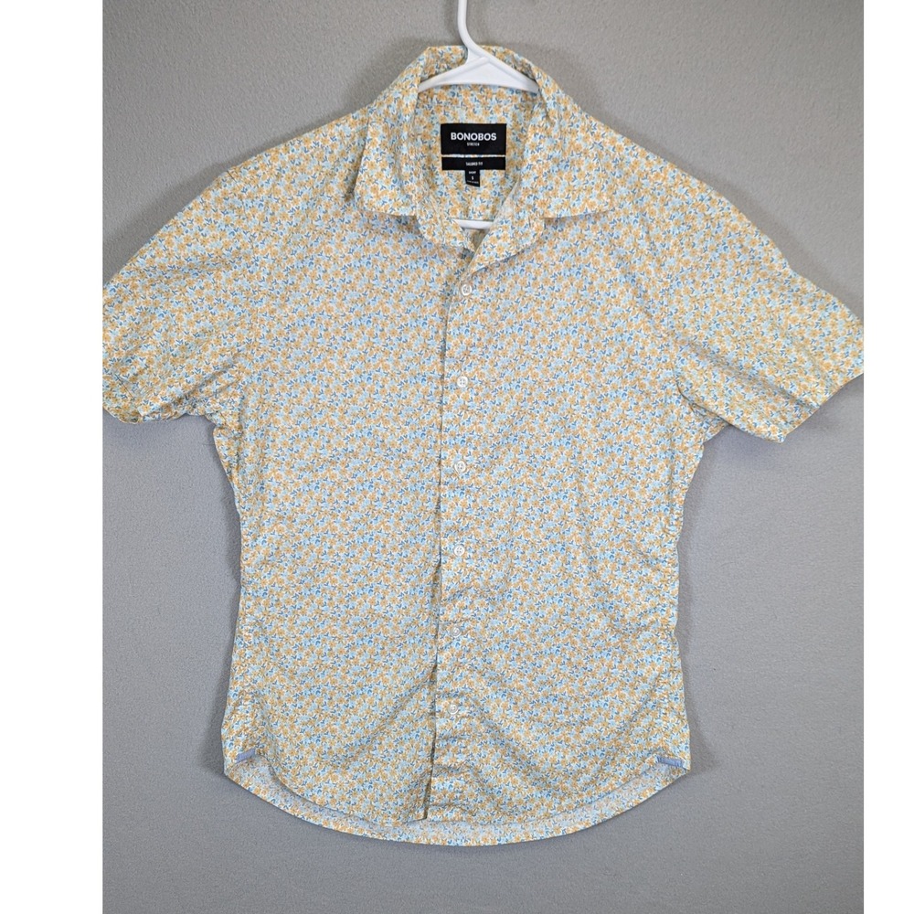 BONOBOS Stretch Tailored Fit Floral Short Sleeve Button Up Shirt‎ - Men's Small